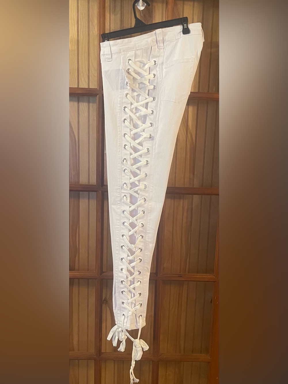 Ashley Stewart White Lace-Up Side Panel Jeans - Picture 3 of 3